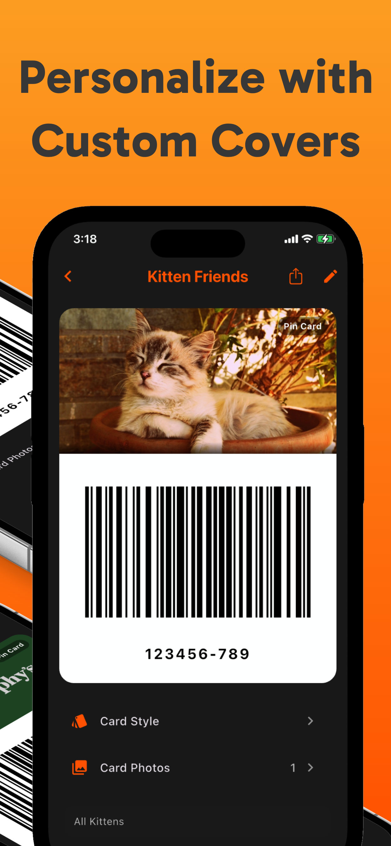 SupaCards card customization interface with color options